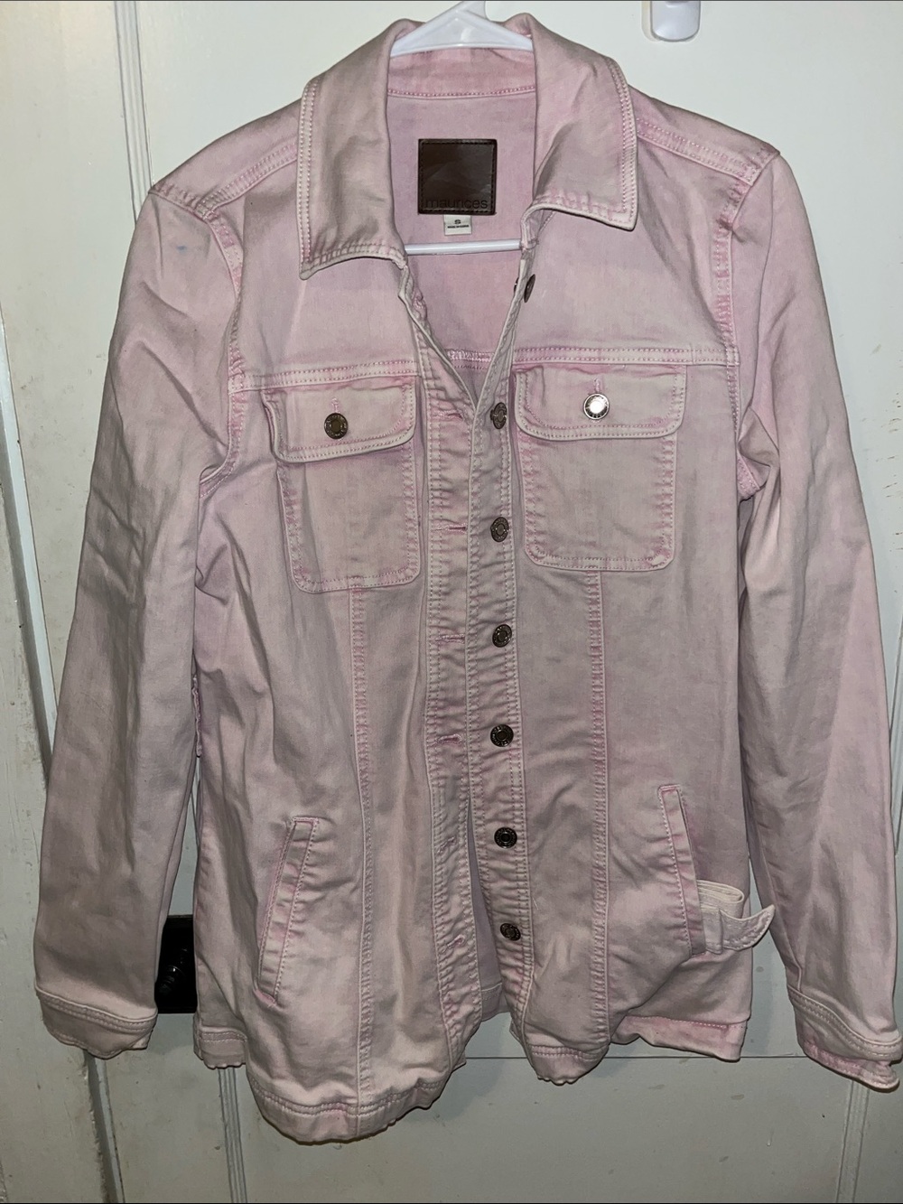 Maurices Light Pink Denim Jacket - Button-Front Jean Coat